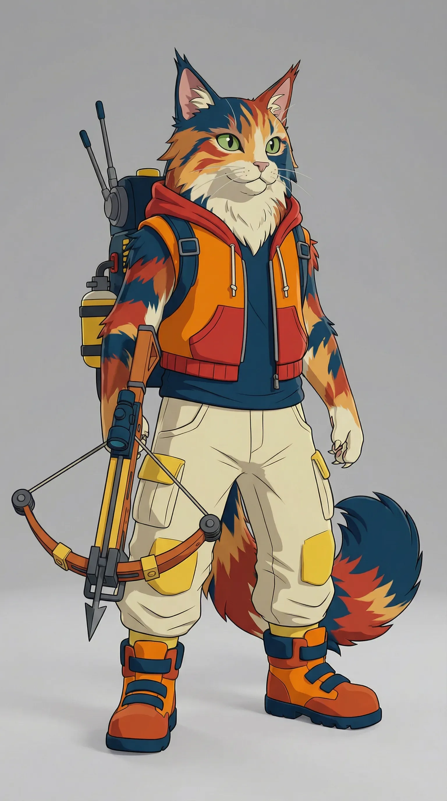anime character of a cat with a bow and arrow