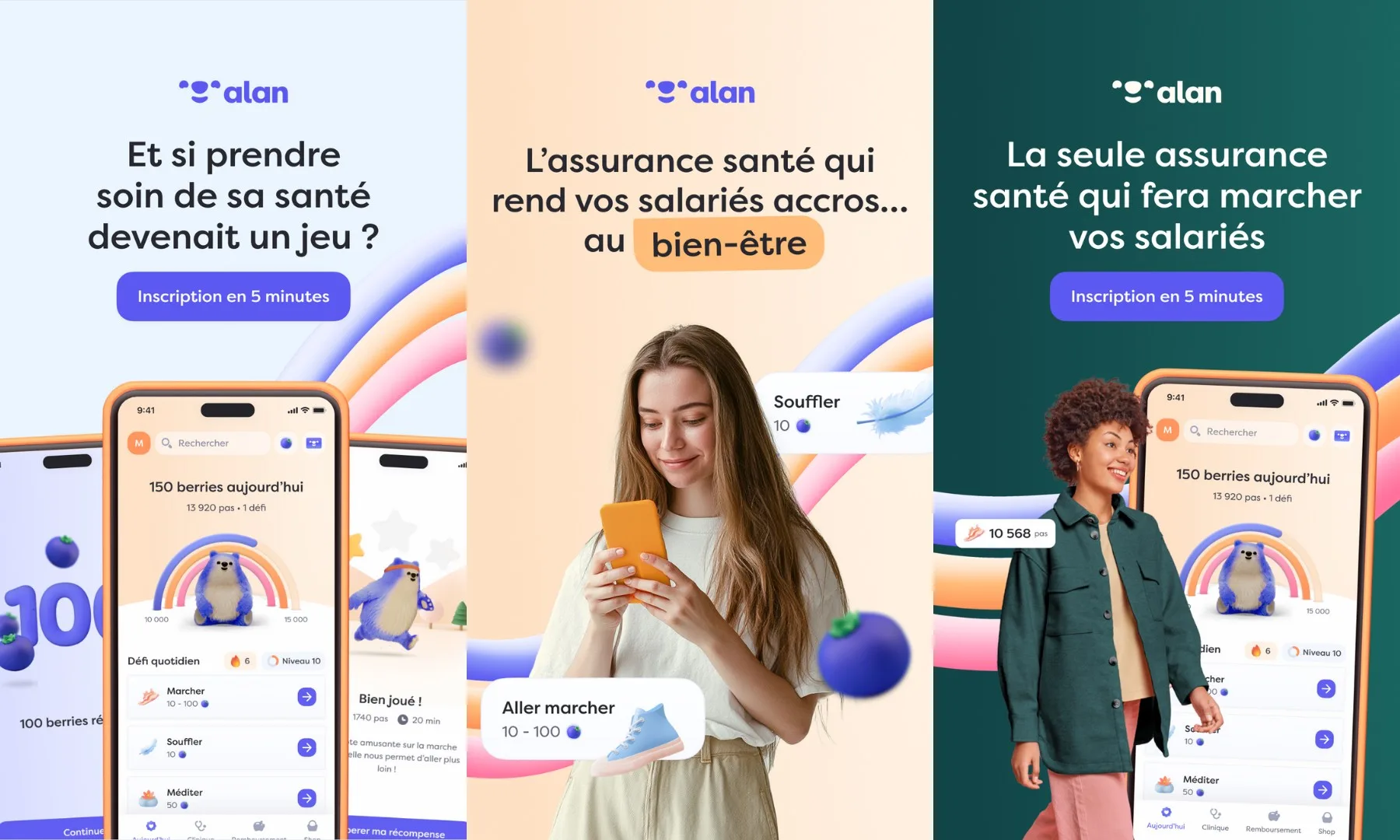 The Alan mobile app shown with colorful visuals