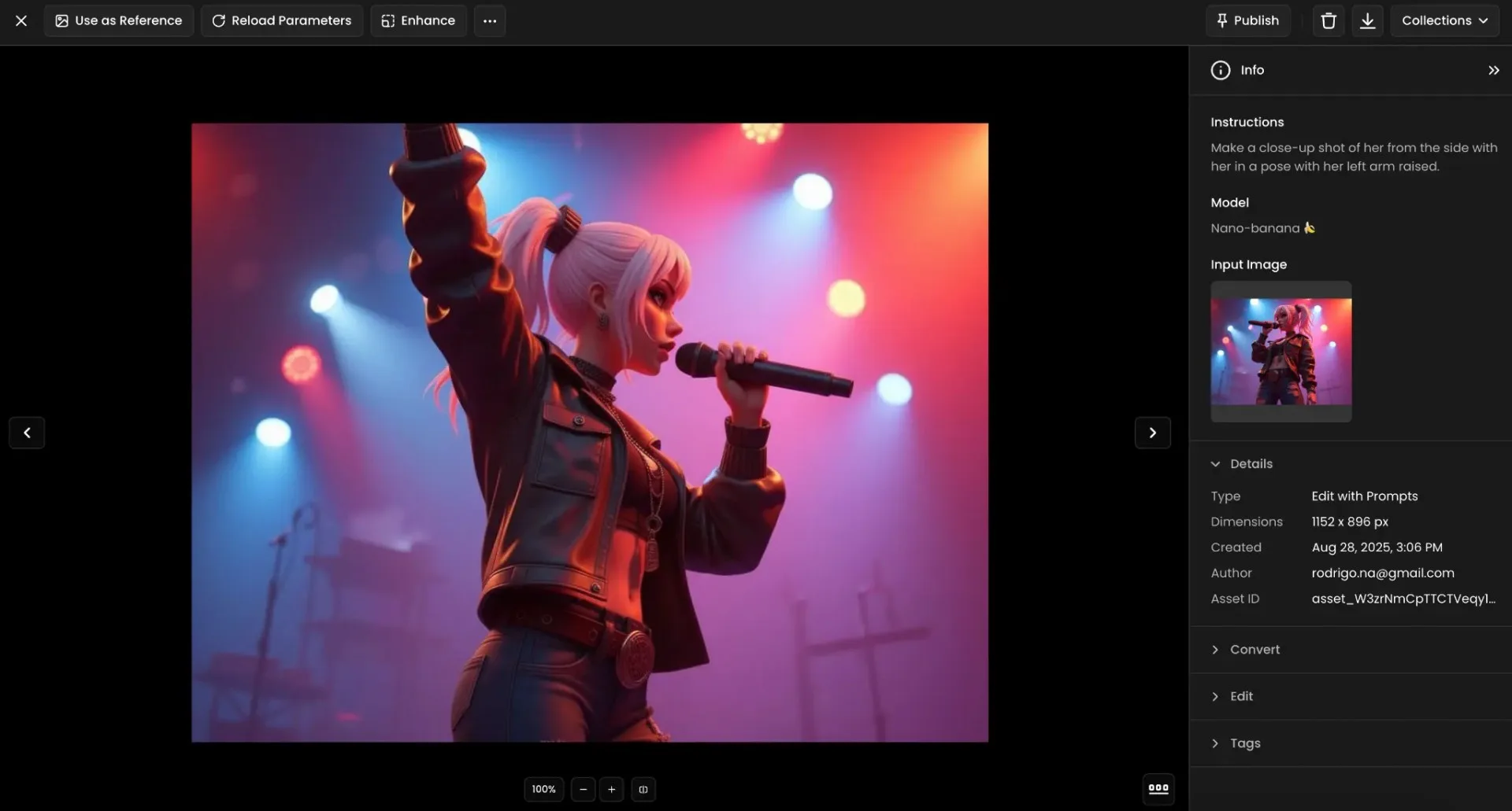 Female performer singing on stage with microphone, blonde hair flowing, surrounded by colorful concert lighting effects.