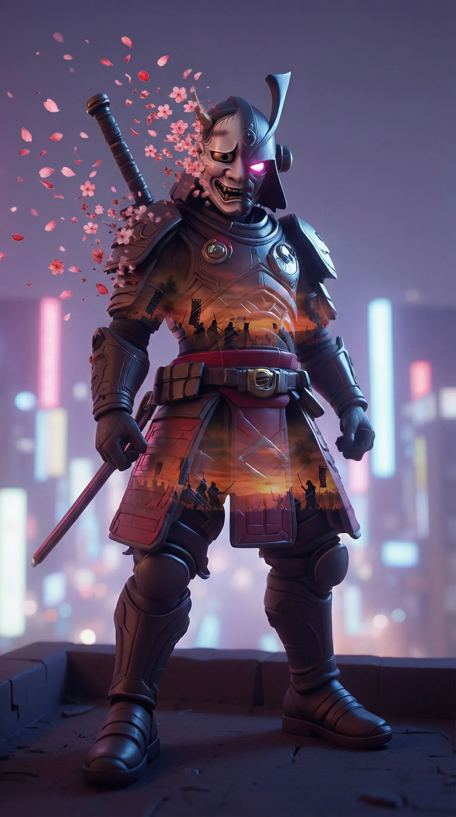 a close up of a person in a costume with a sword