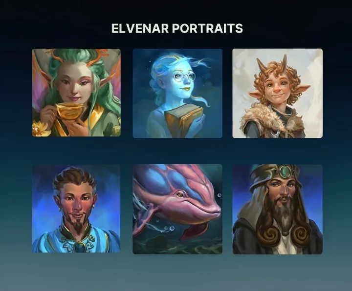 Elvenar character portraits generated by InnoGames using Scenario