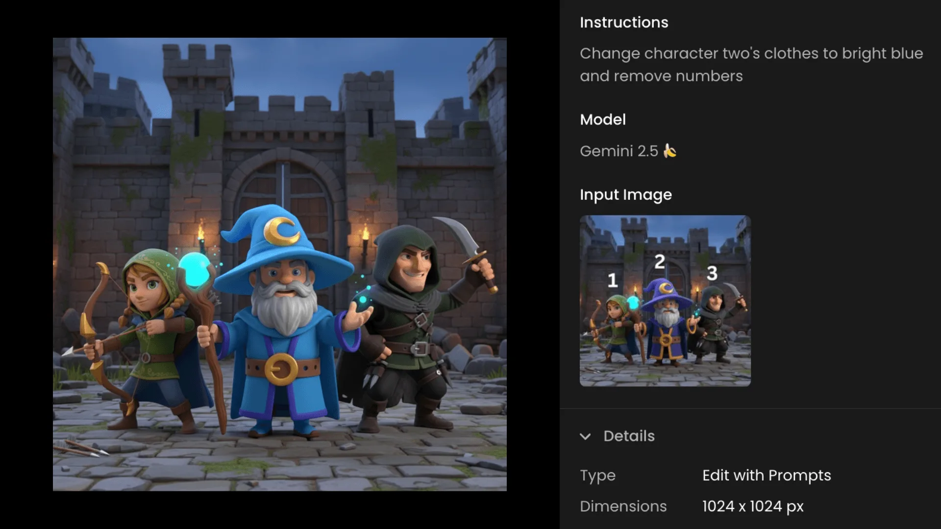 Scenario Interface Showing Character Editing with Gemini 2.5 (Nano Banana 🍌)