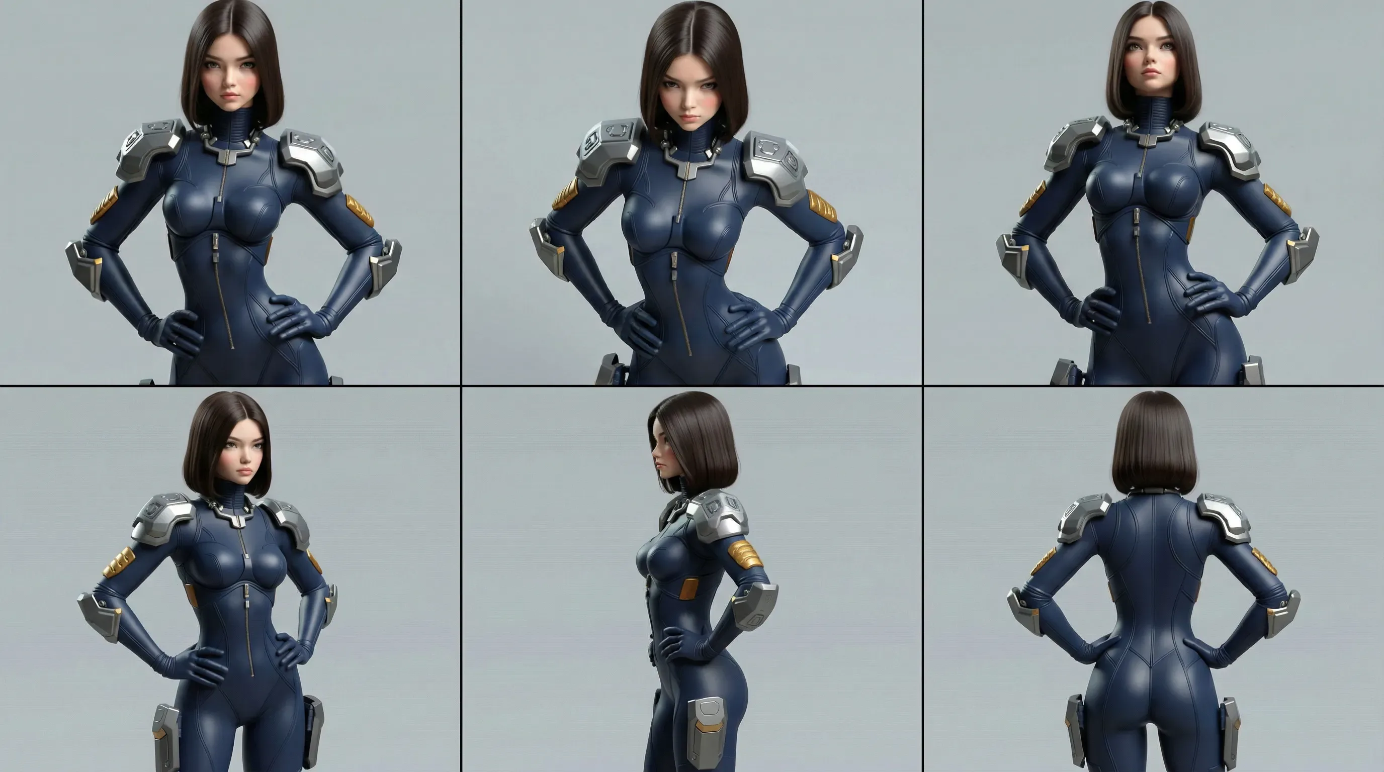 a close up of a woman in a blue suit posing for a picture