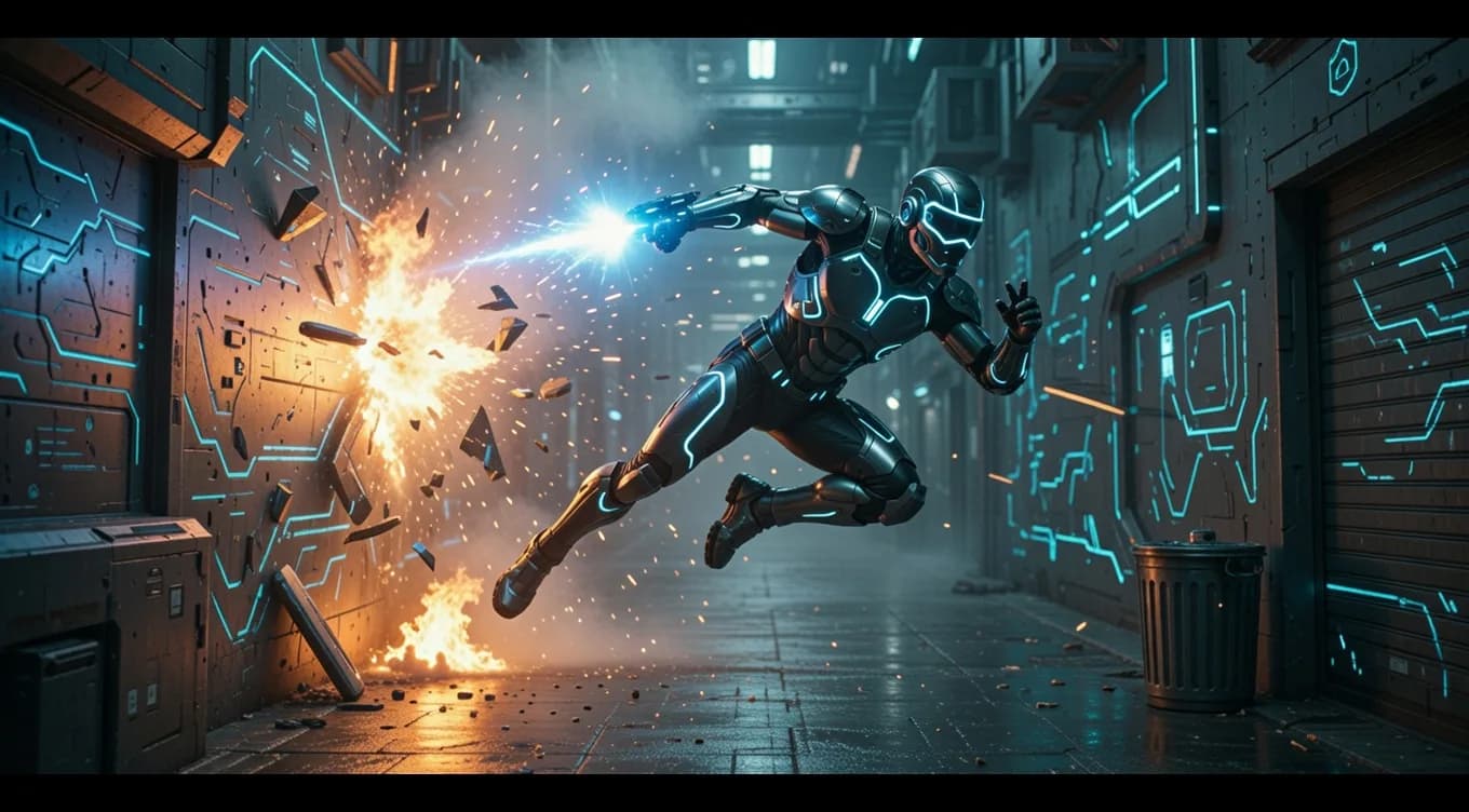 there is a man in a suit jumping in the air