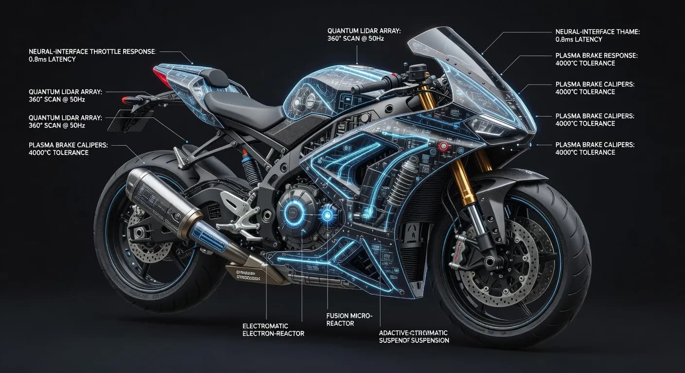 a close up of a motorcycle with a description of the parts