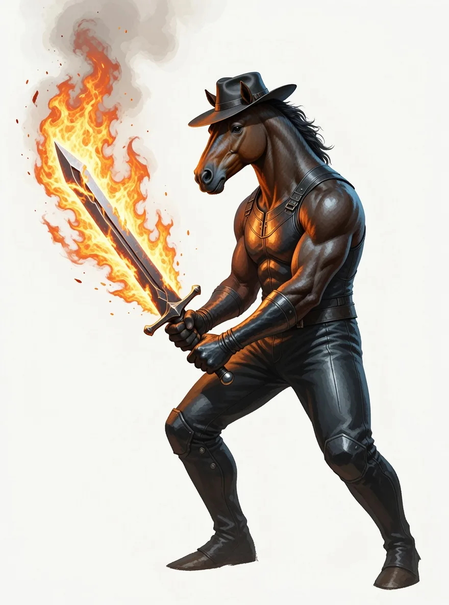 there is a man in a cowboy hat holding a sword