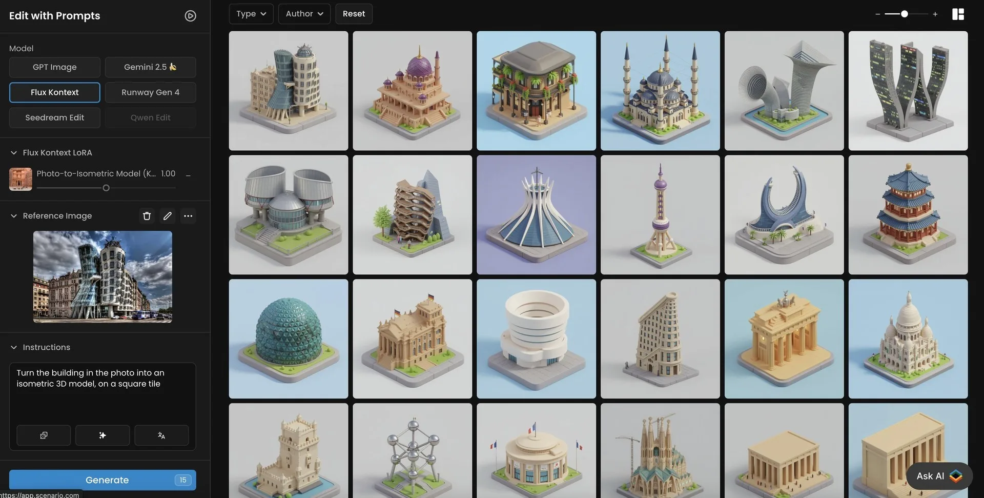 Flux Kontext LoRA Trained To Transform Buildings Into Isometric Version