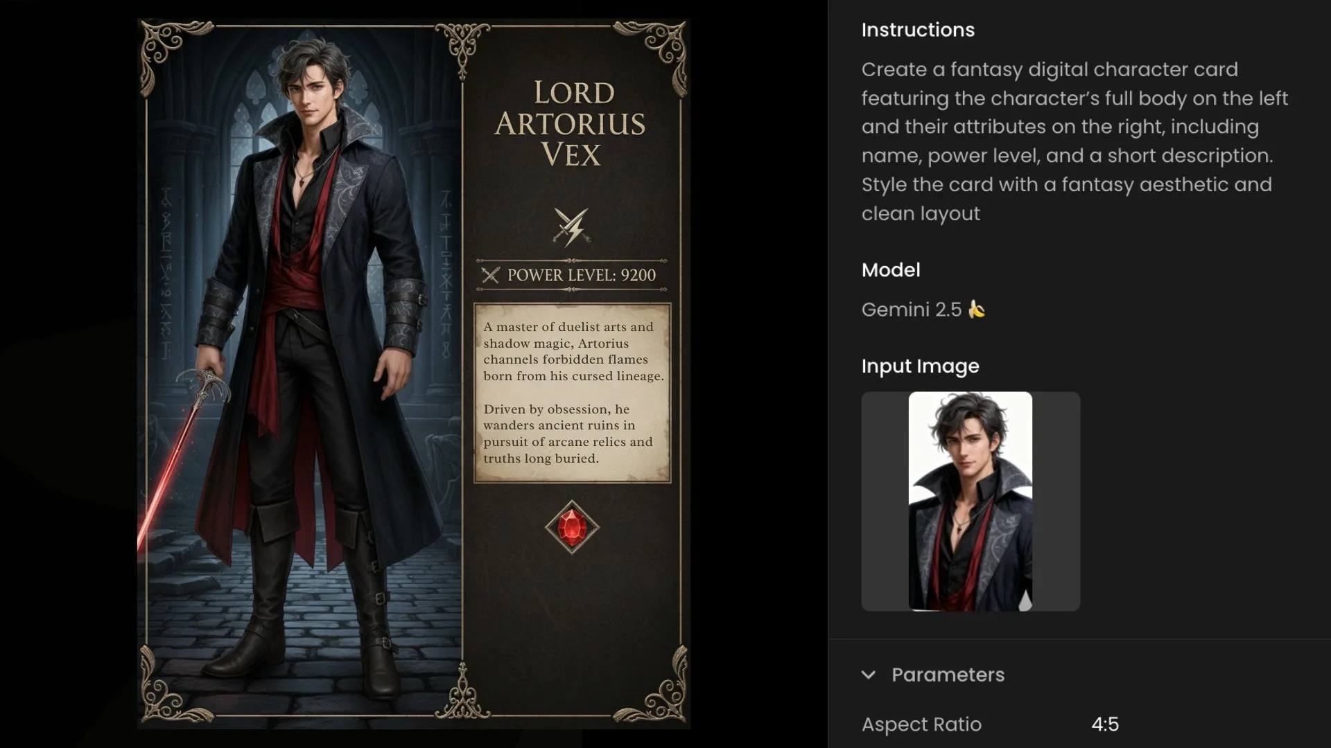 From Character Image to Full Character Card on Scenario