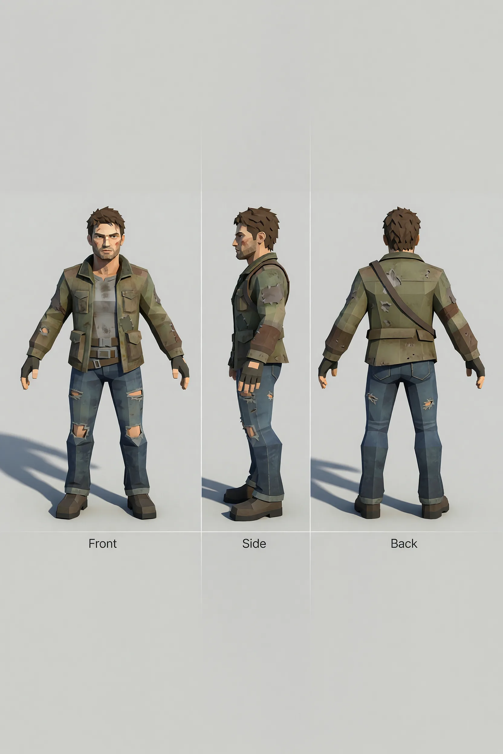 a close up of a person in a jacket and jeans