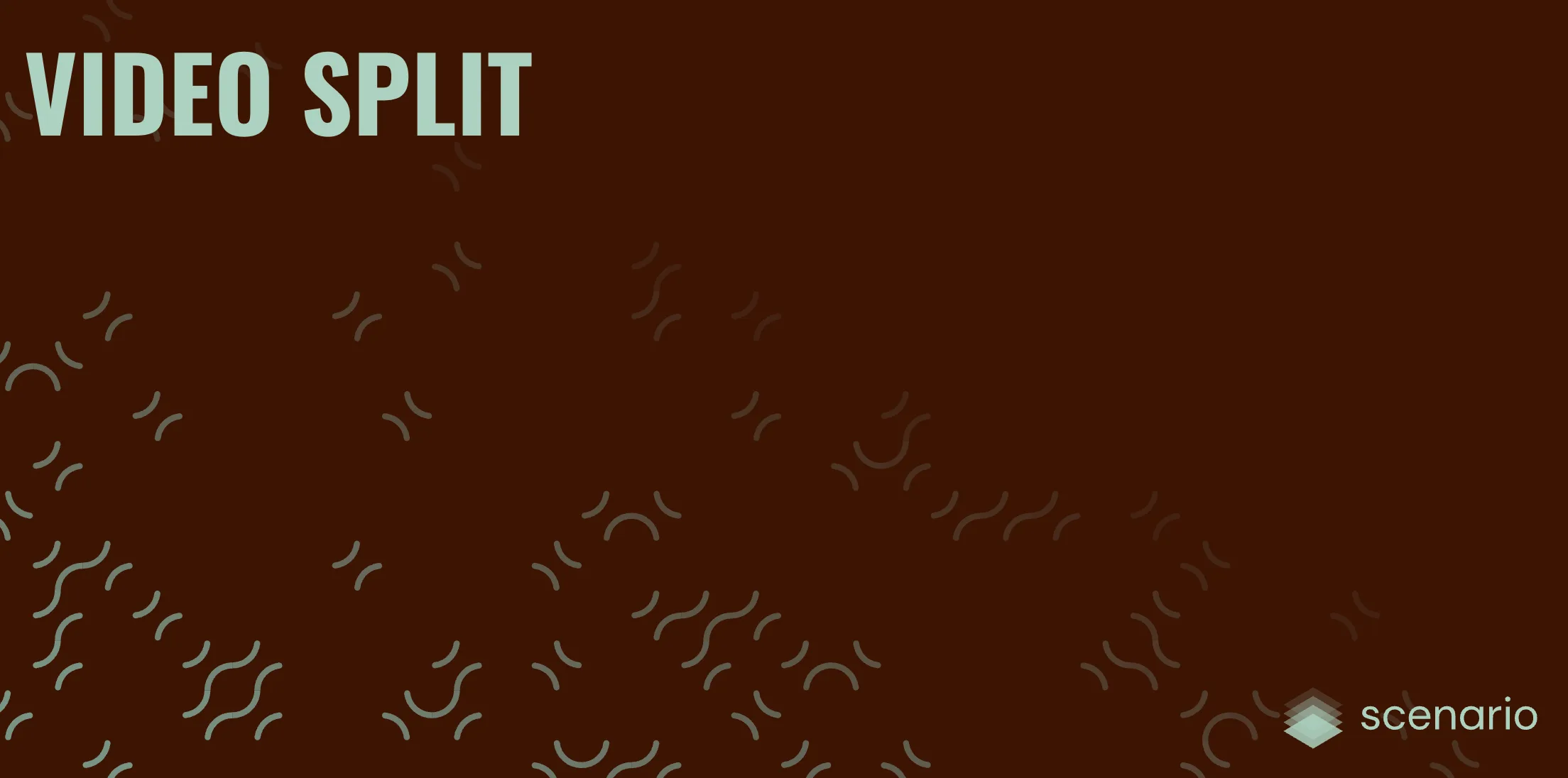 Video Split title text on brown background with wavy pattern design and Scenario logo