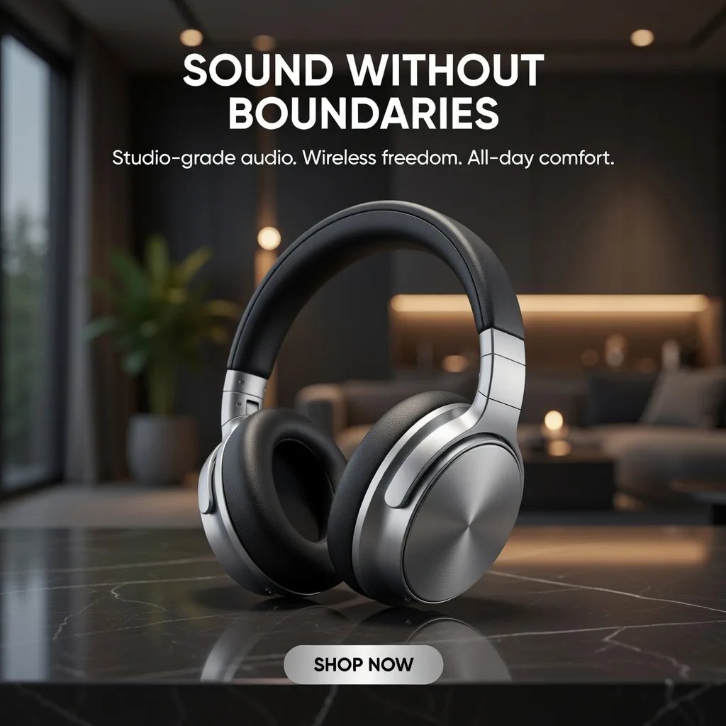 a pair of headphones sitting on top of a table