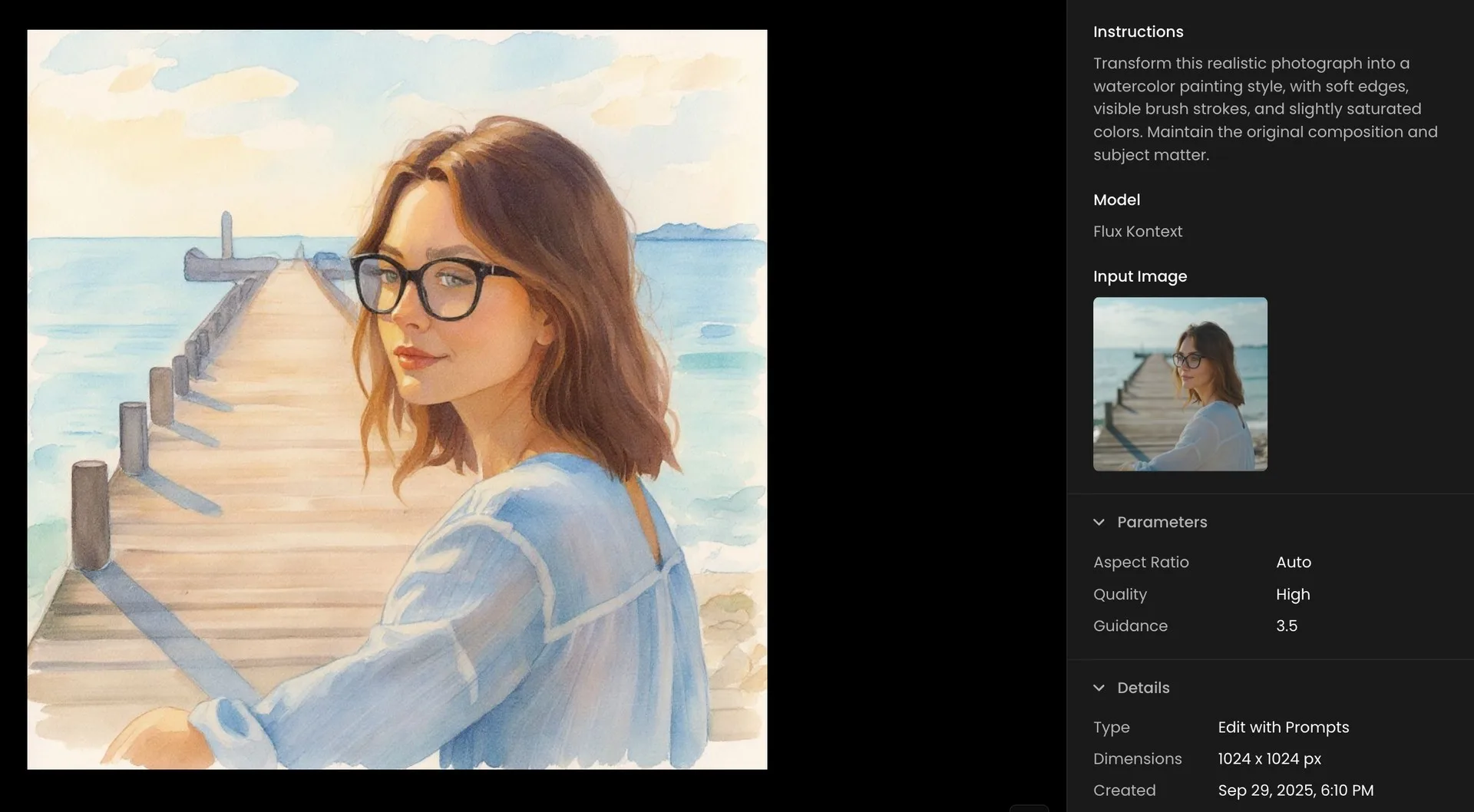 Scenario Interface Showing Style Transformation Result with Flux Kontext