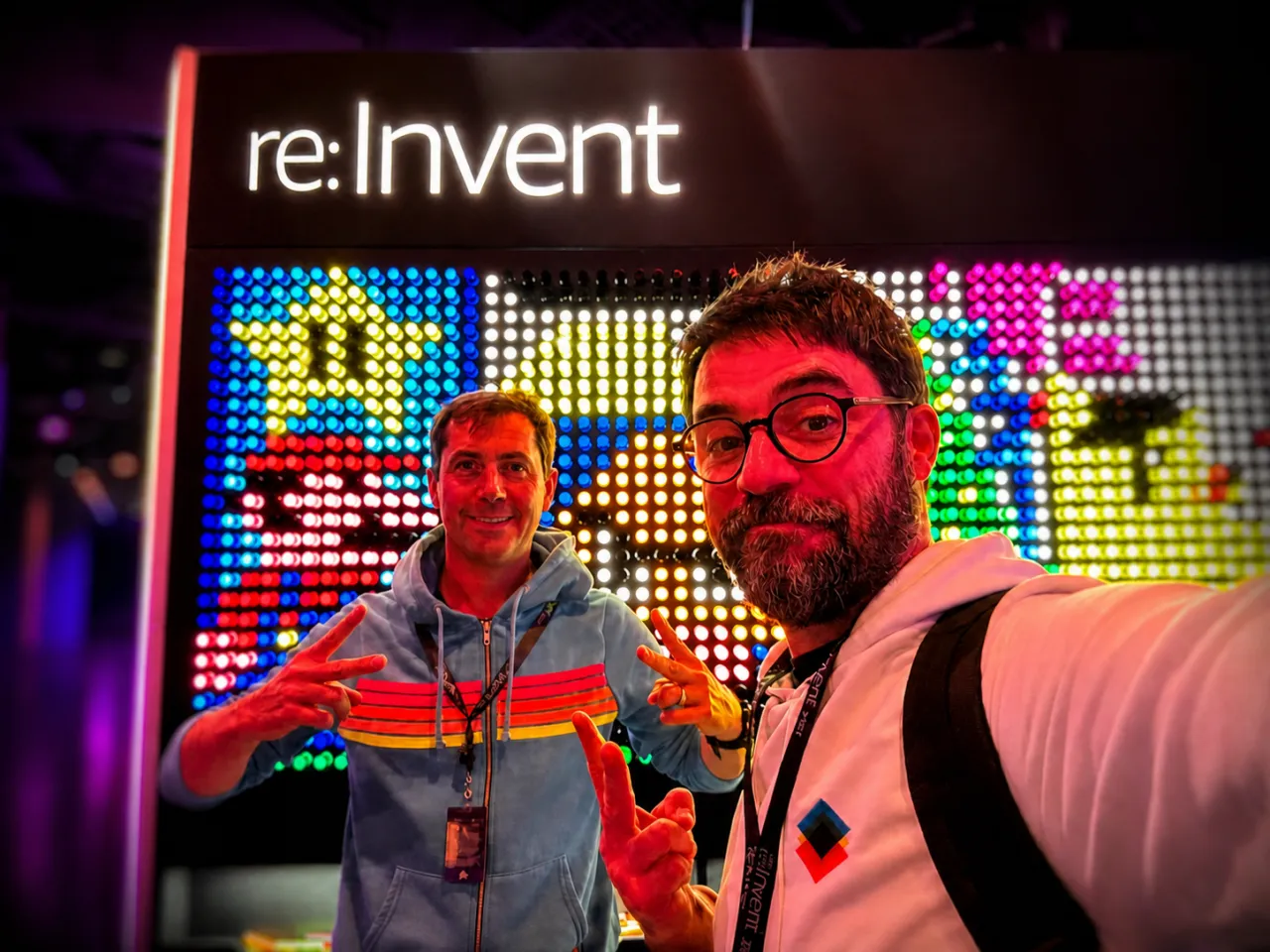 Two members of the Scenario team at the AWS re:Invent conference