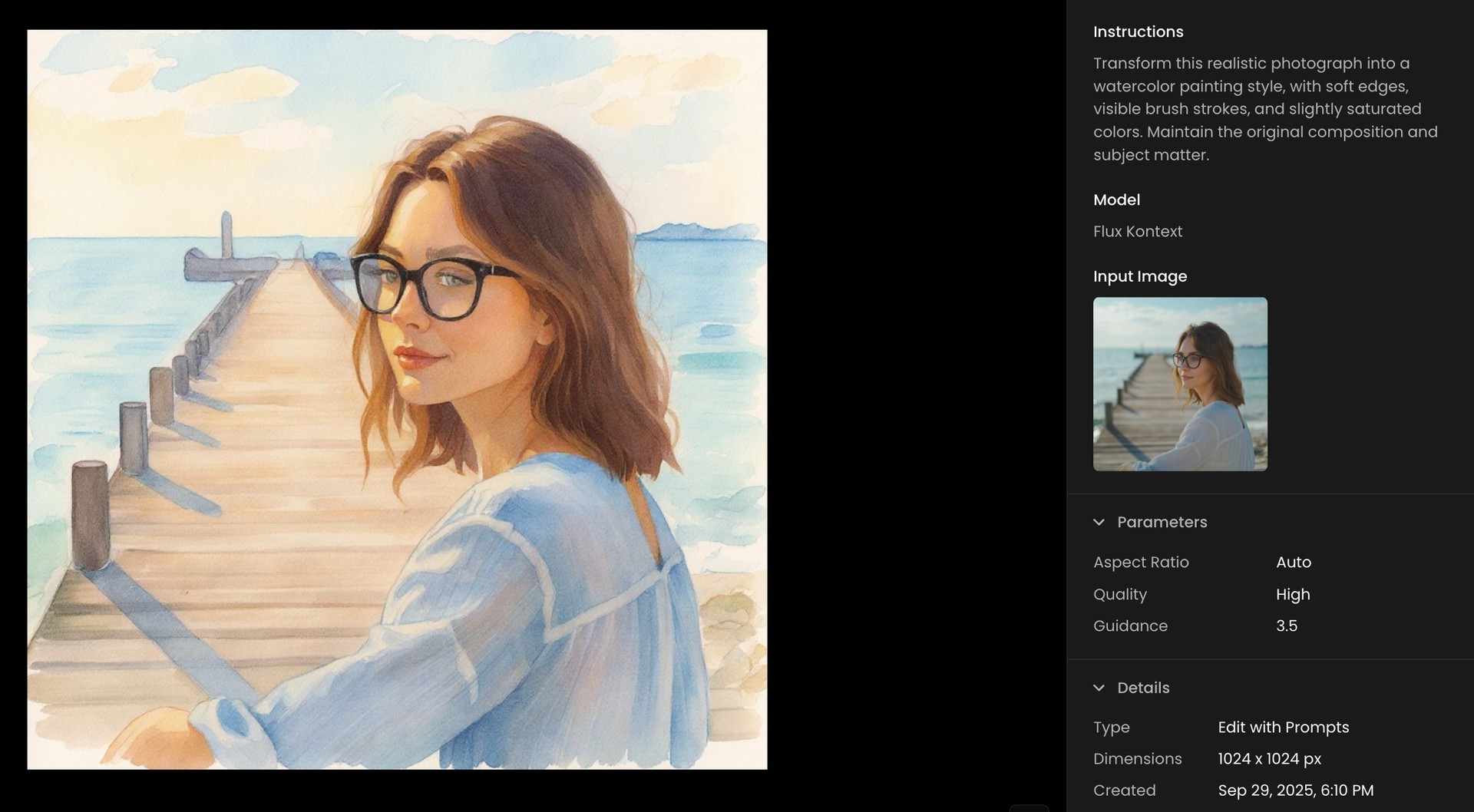 Scenario Interface Showing Style Transformation Result with Flux Kontext