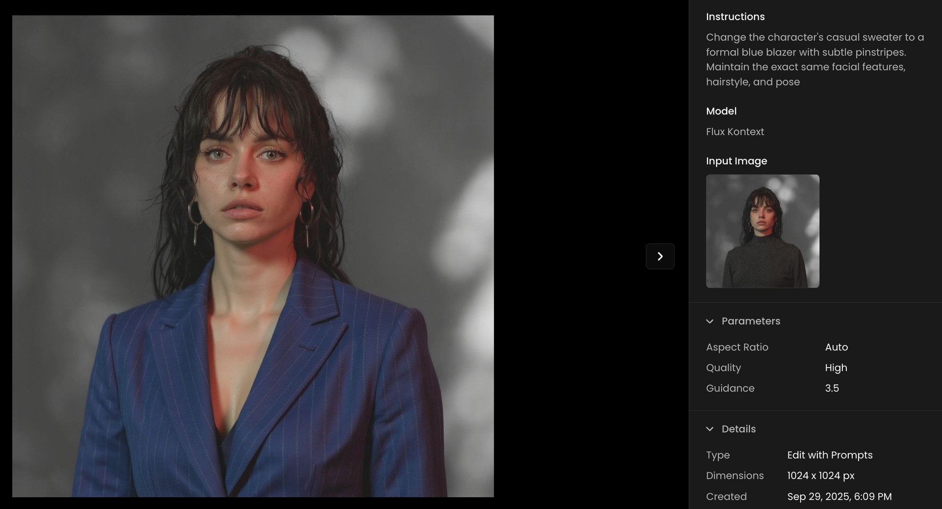 Scenario Interface Showing Character Modification with Flux Kontext