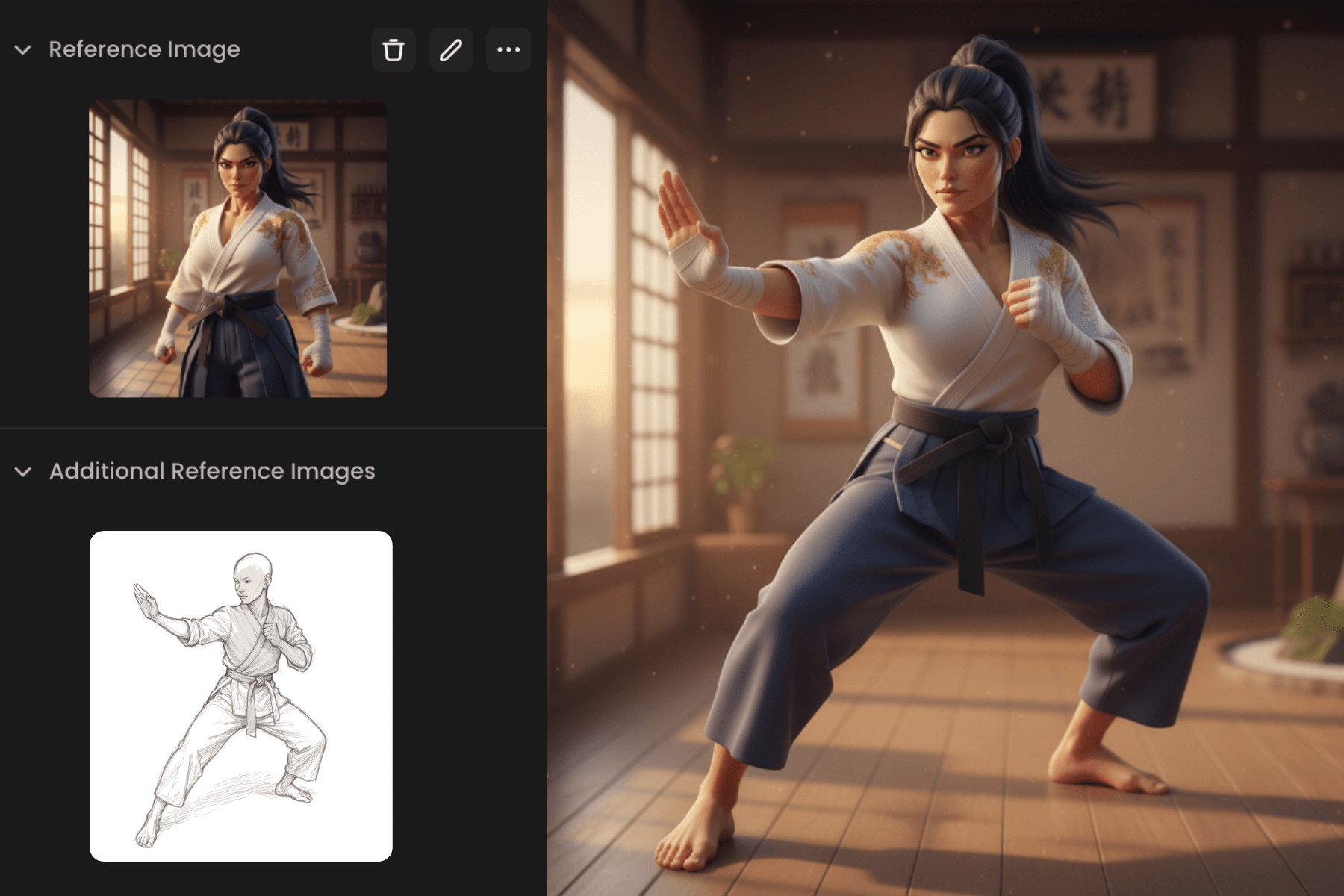 Applying a martial art pose to a woman.