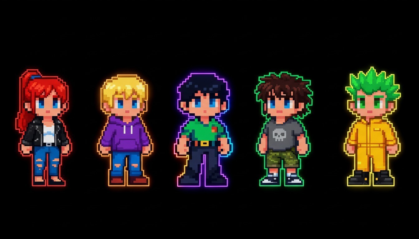 A banner Showing Pixelated Characters