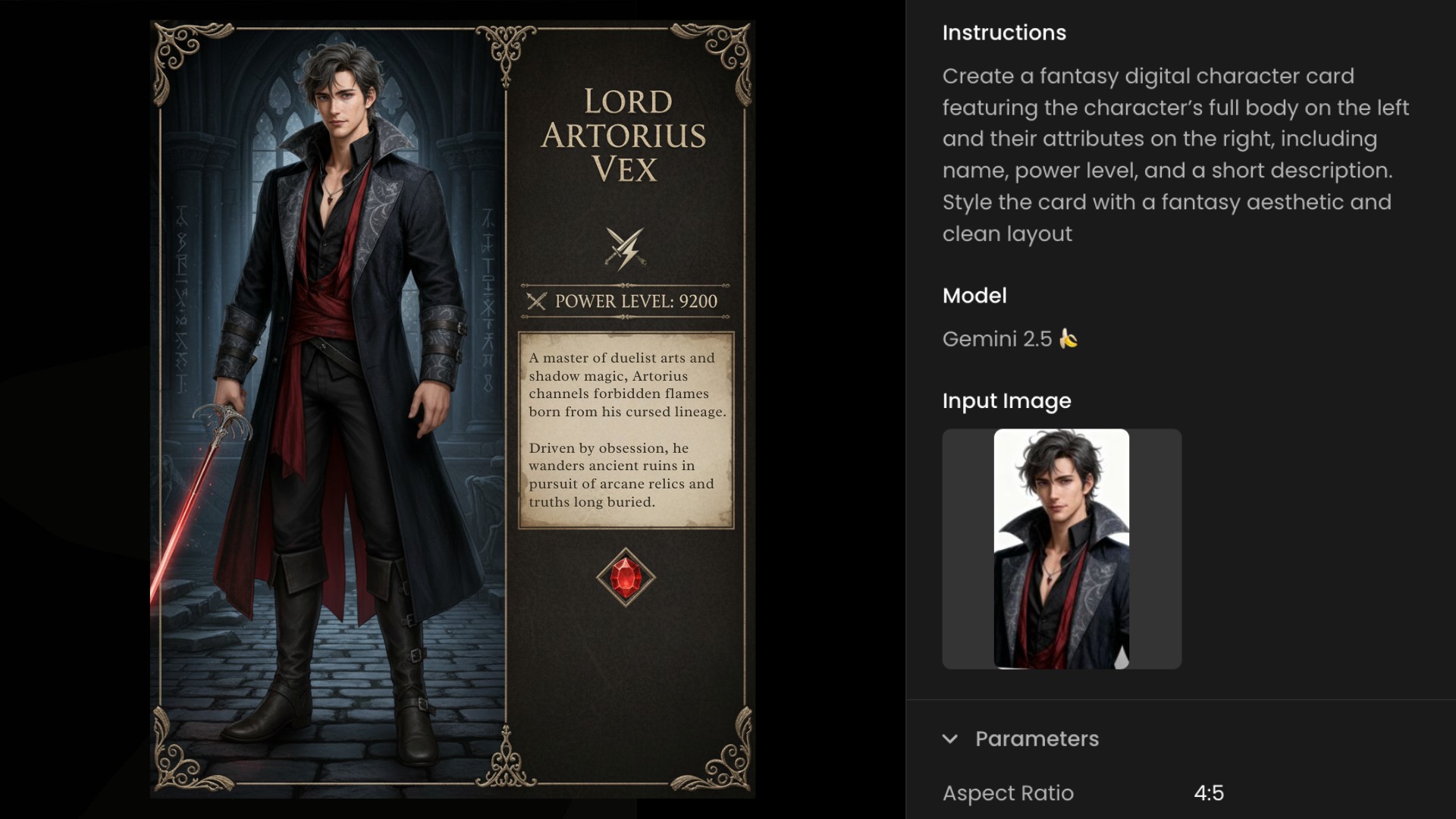 From Character Image to Full Character Card on Scenario