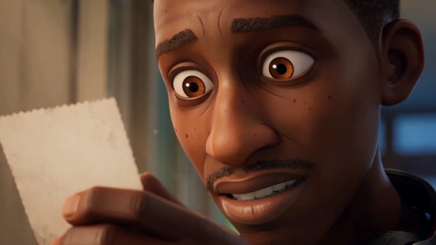 Before: Bruno's close-up with oversized cartoon eyes