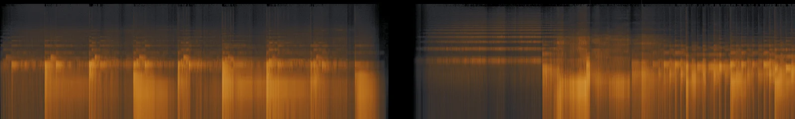 Spectrogram of the score, silent where the tape snaps