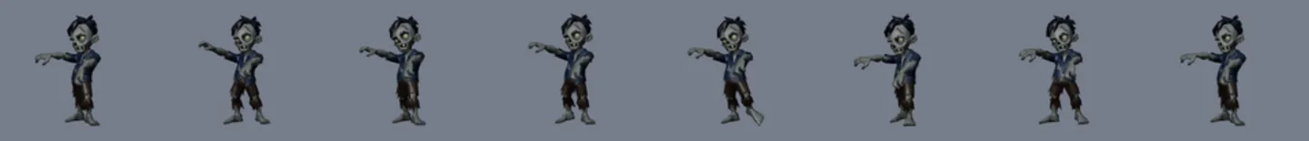 Eight frames of the winning walk: a stagger with one arm reaching forward