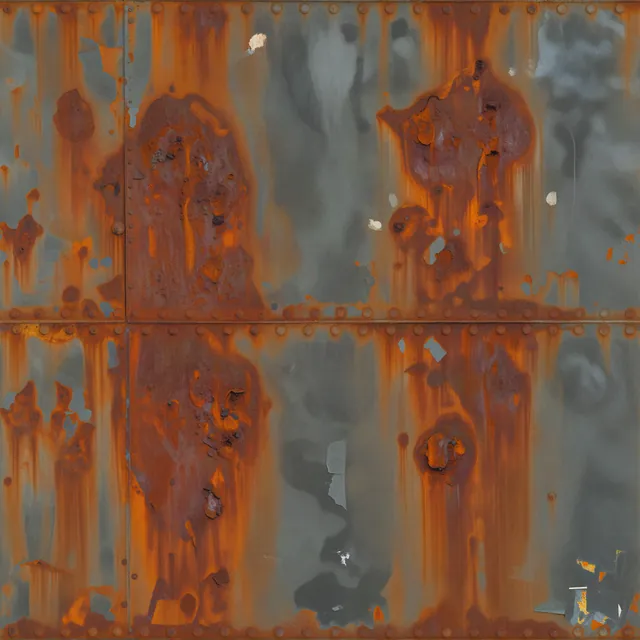 Riveted hull plates with rust streaks