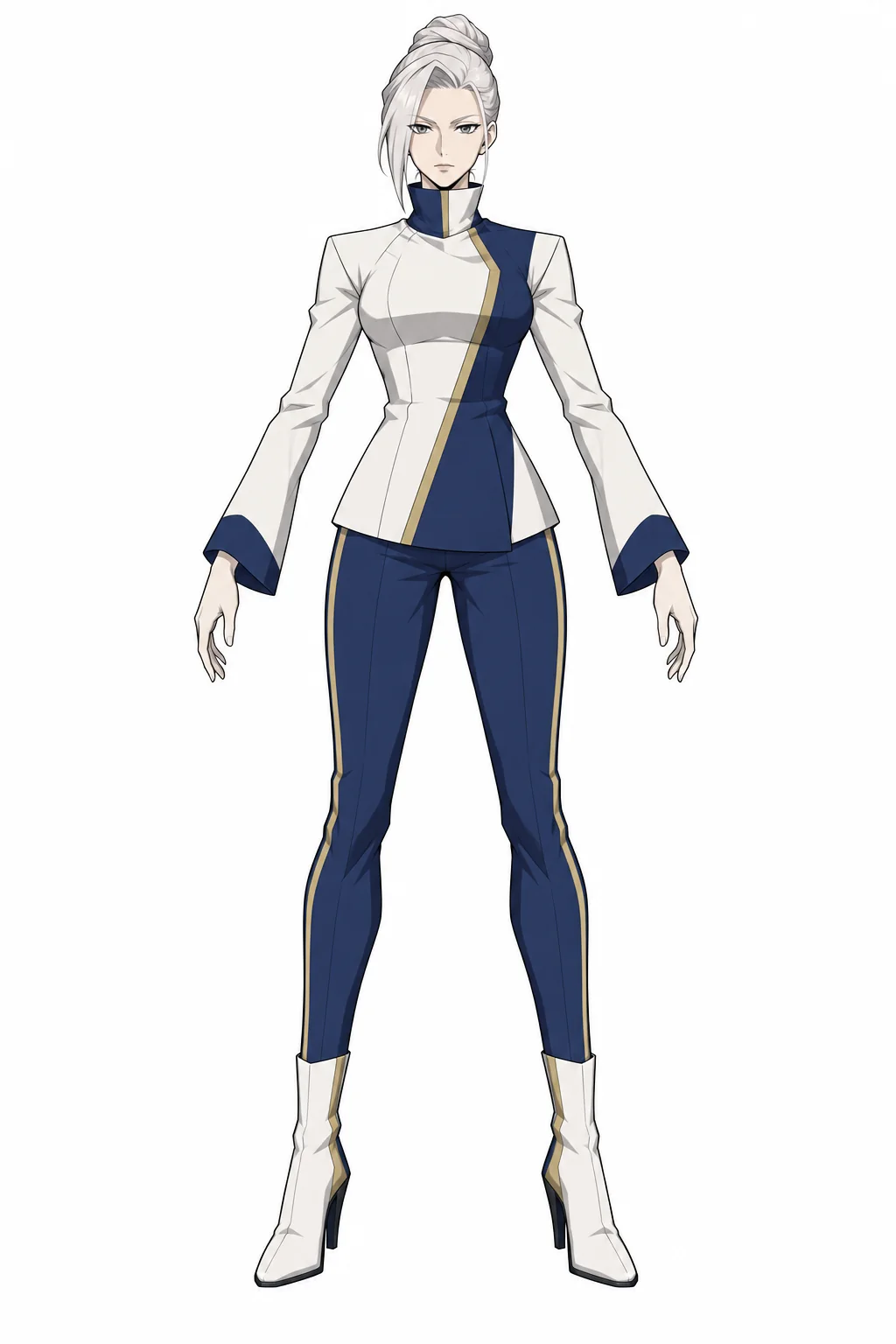 Character sheet of Lian: front, side and back views