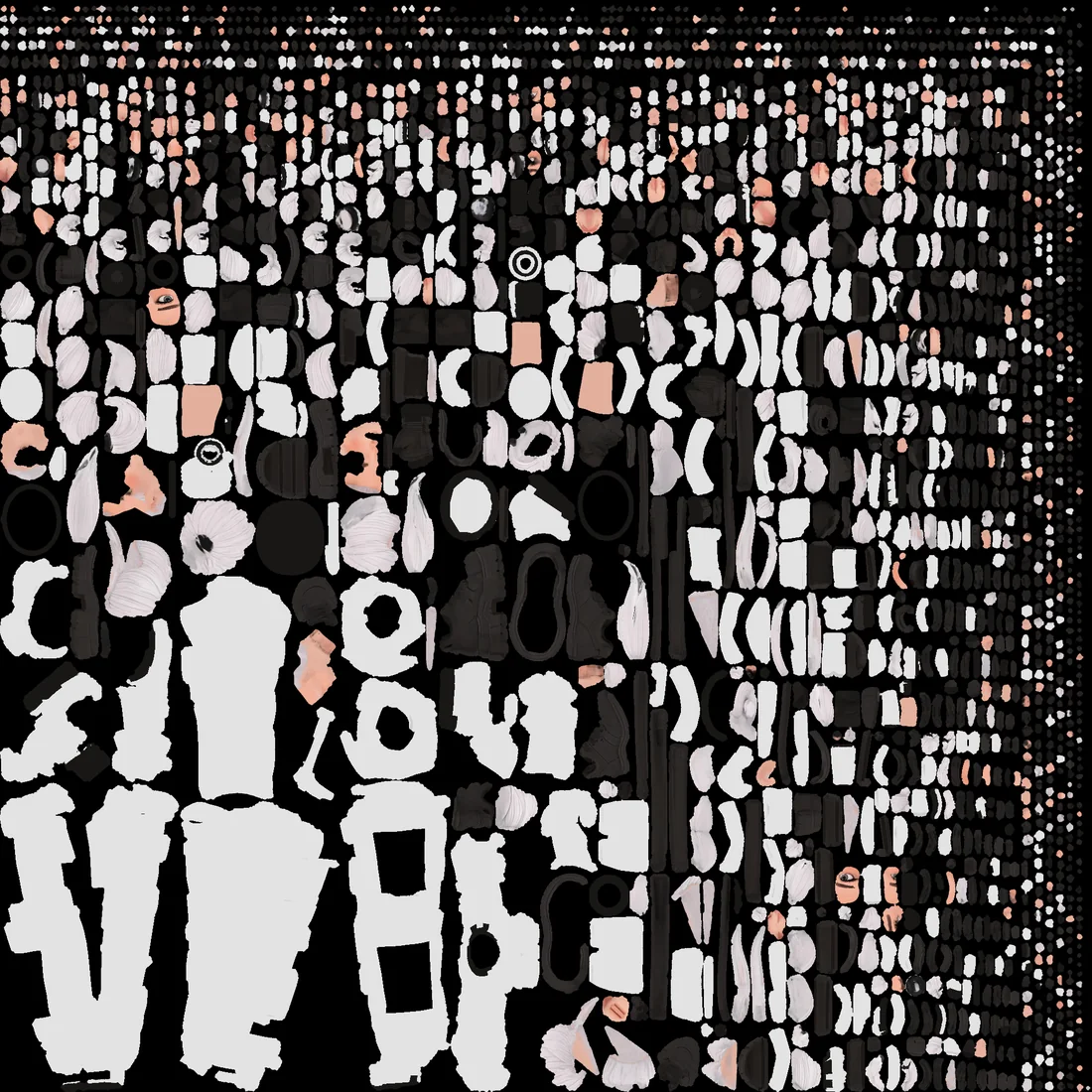 The baked texture atlas for Yuki