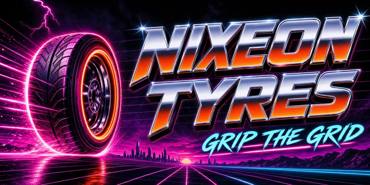 Billboard: NIXEON TYRES, Grip the grid, a glowing tyre