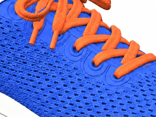 Engineered mesh upper, close up, in Signal