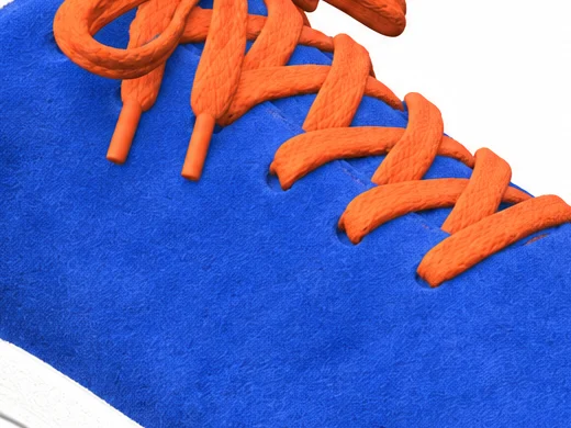 Suede upper, close up, in Signal