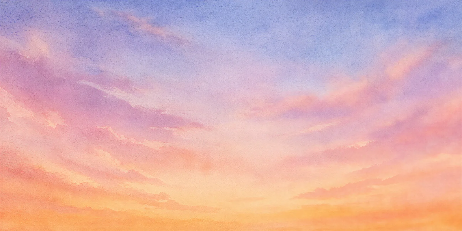Watercolour dawn sky in apricot, rose, lavender and powder blue