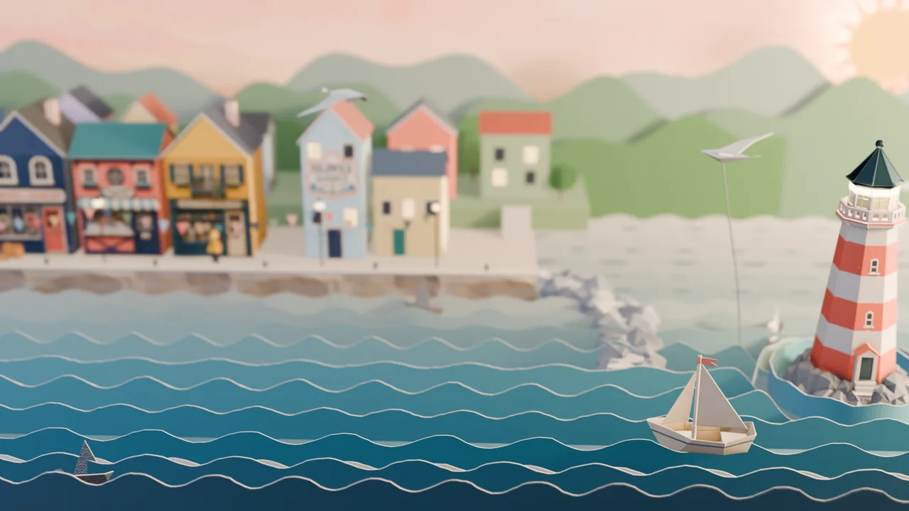 Frame 250: the sailboat approaching the lighthouse islet