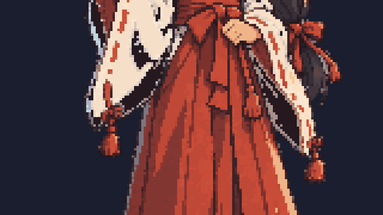 The shrine keeper's white sleeves, whole, after the new cutout rule