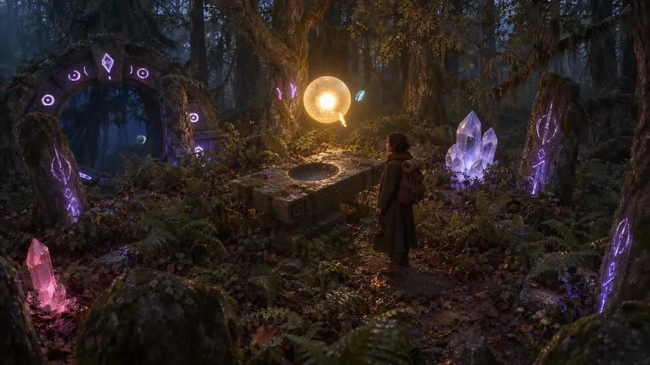 Cut 30 in the film: she stands at the altar under the glowing orb