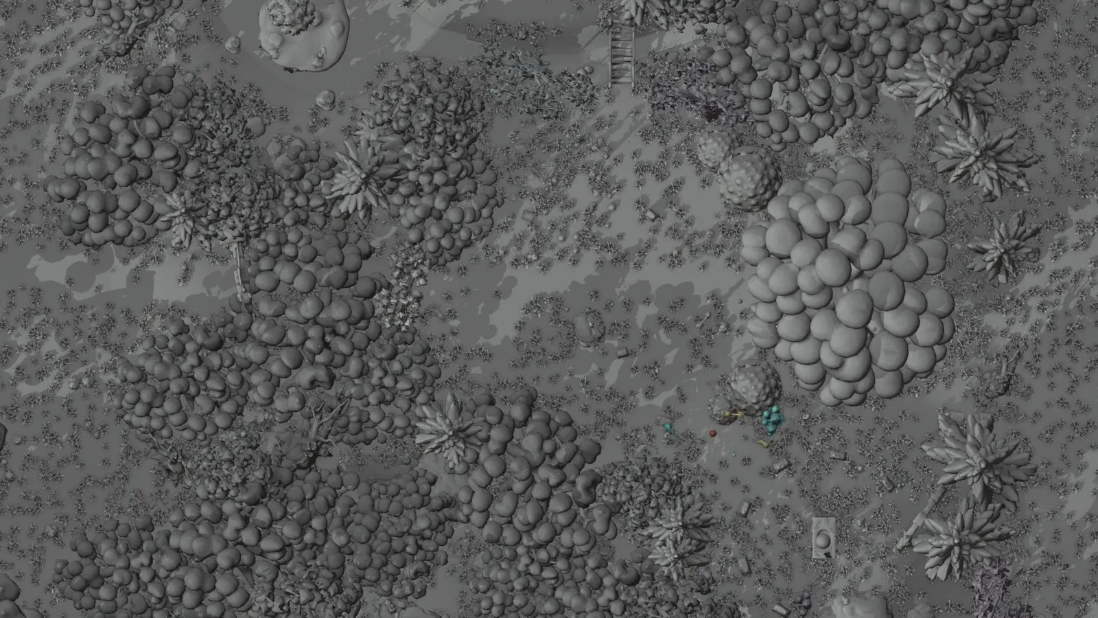 Top view of the set in grey