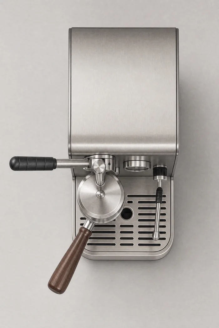 Drawn top view of the espresso machine, rejected