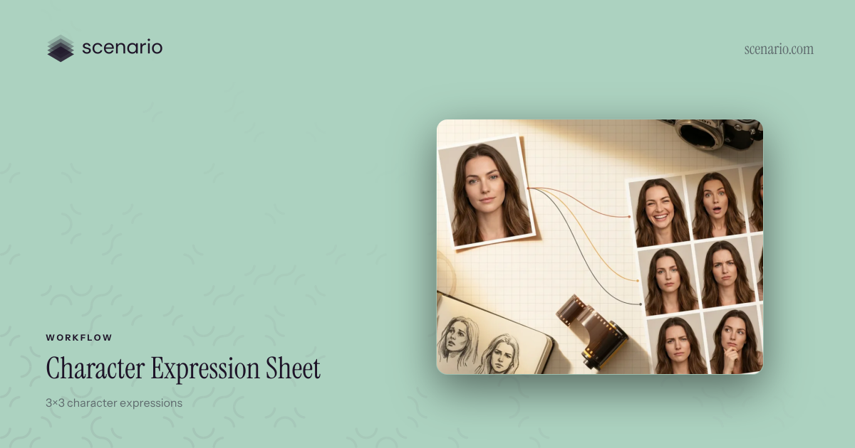 Generate a 3x3 Character Expression Sheet with AI | Scenario | Scenario